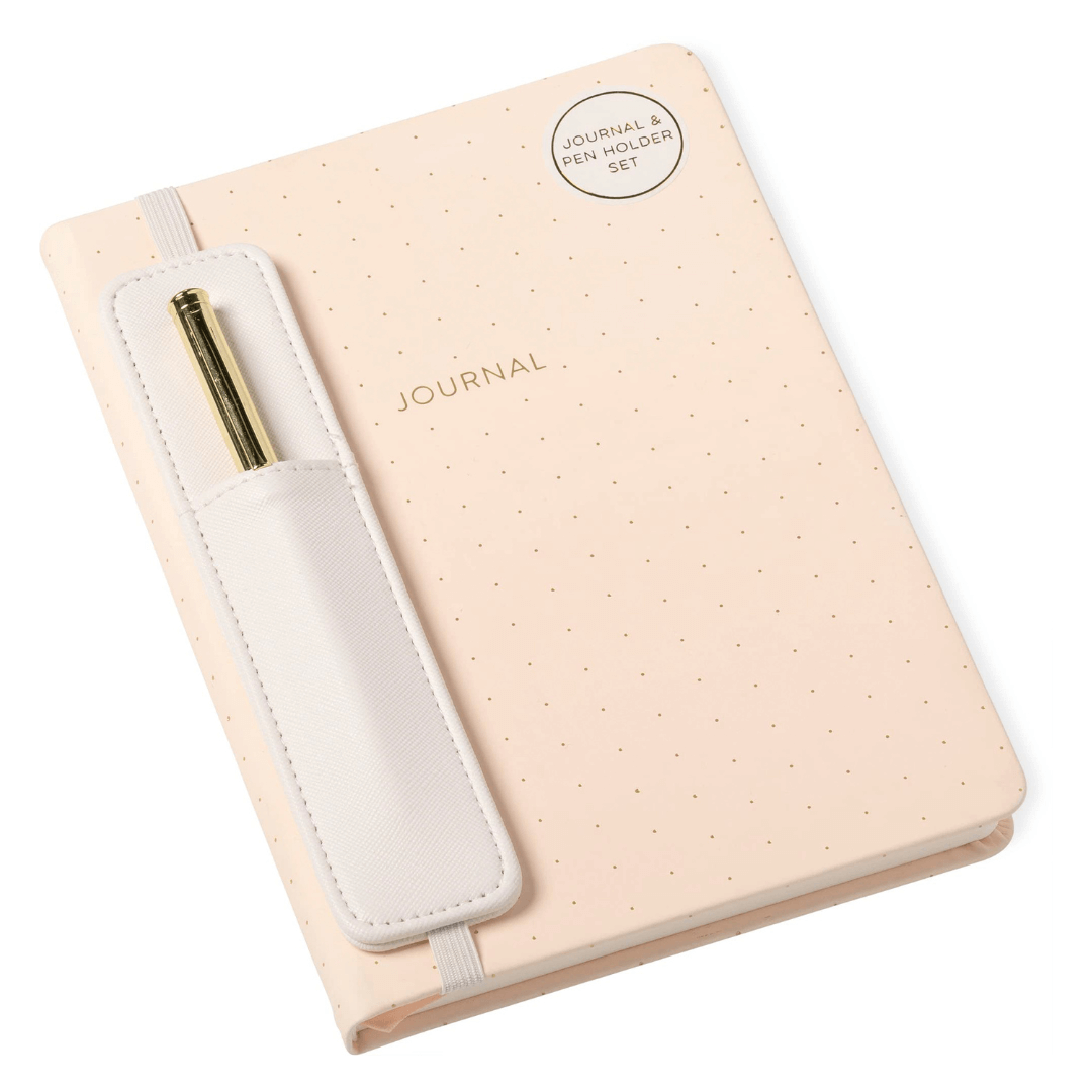 Notebook gouden stipjes met gouden pen