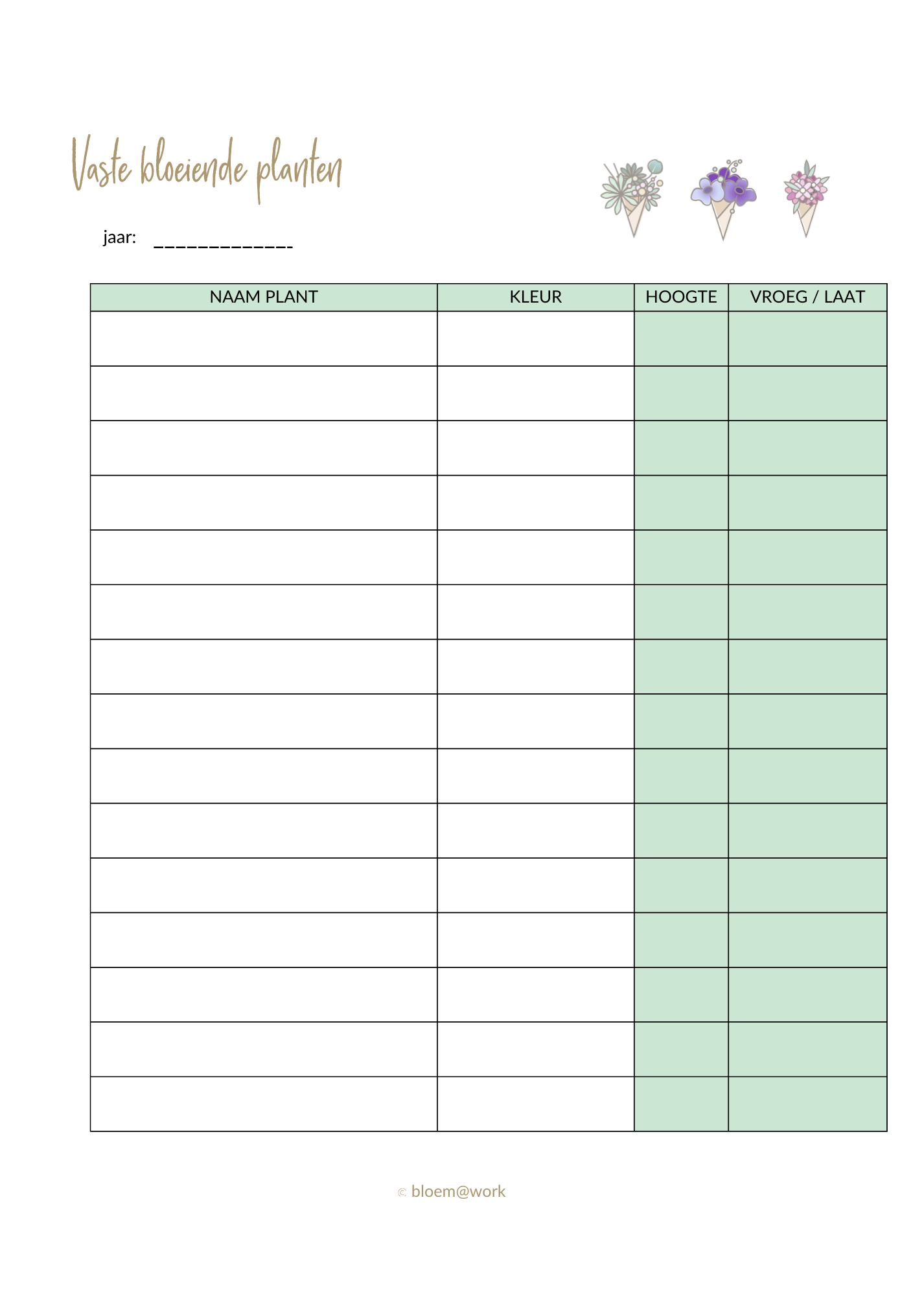 Bloemenplanner A4 printable - Afbeelding 3