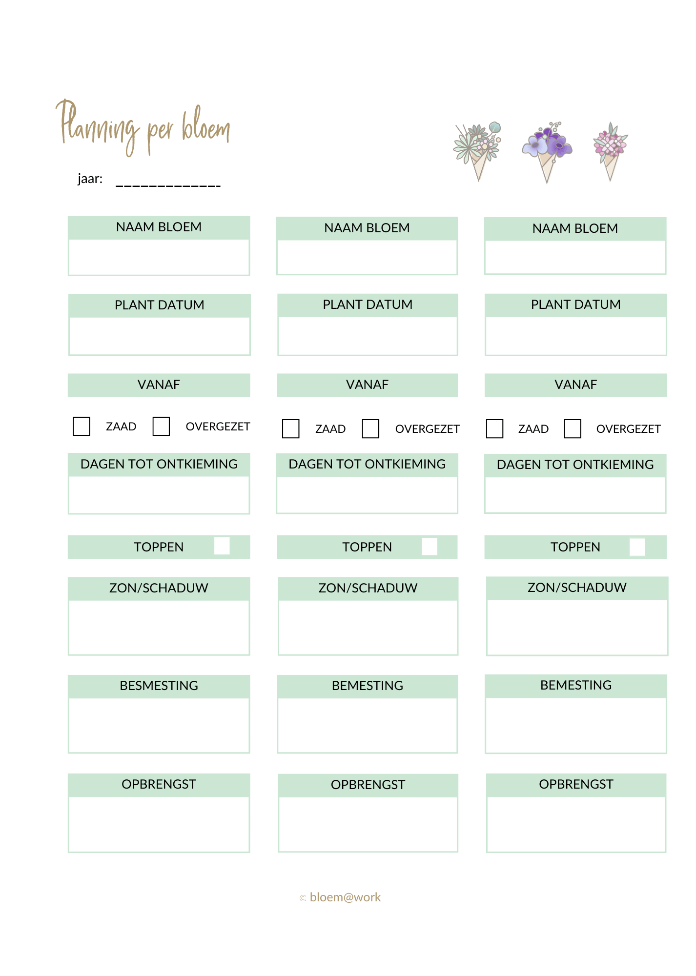 Bloemenplanner A4 printable - Afbeelding 4
